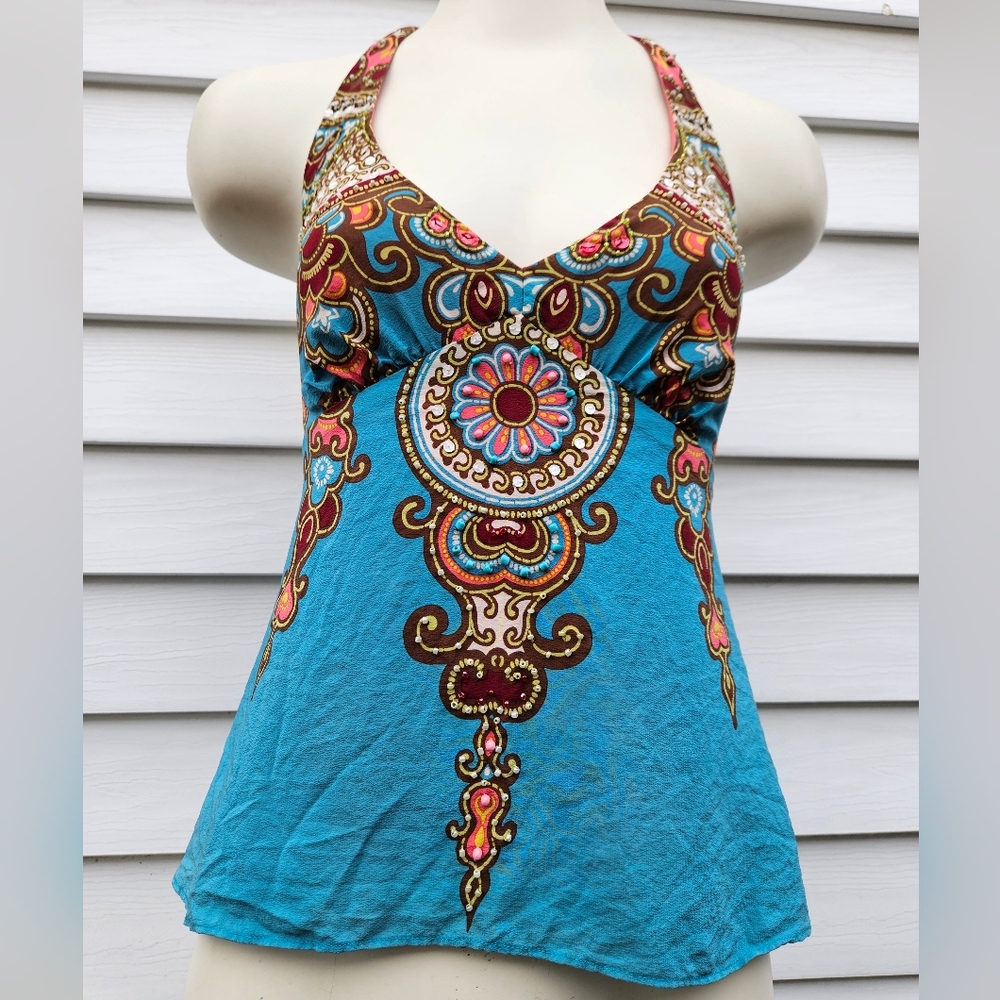 Nannette Lepore Beaded Boho Halter
